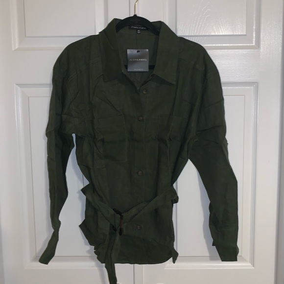 NWT JLUXLABEL Moss Nicolette Belted Linen Top - Picture 6 of 11